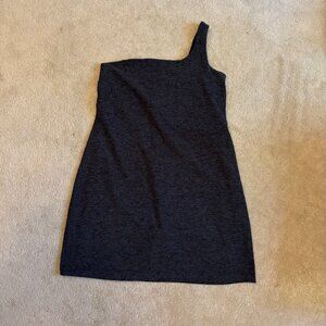 Beyond Yoga One Shoulder Dress in Dark Gray
